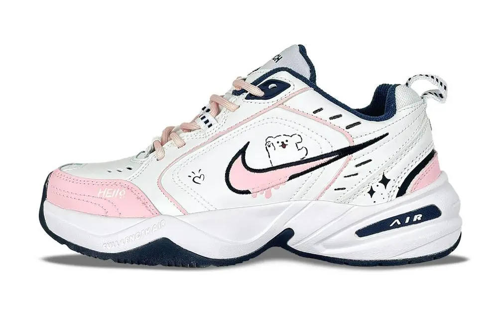 Nike Air Monarch 4 Slip Resistant Low Top Chunky Sneakers Unisex Pink White