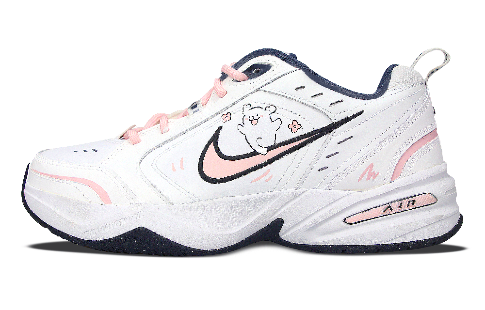 Nike Air Monarch 4 Fafa Puppy Anti Slip Wear Resistant Low Top Chunky Sneakers Unisex White Pink