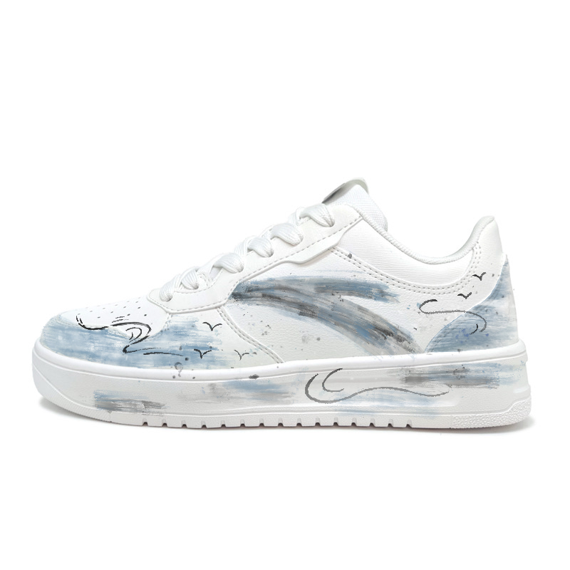Anta Relaxed Cushioning And Breathable Low Top Skateboard Shoes Unisex White Blue