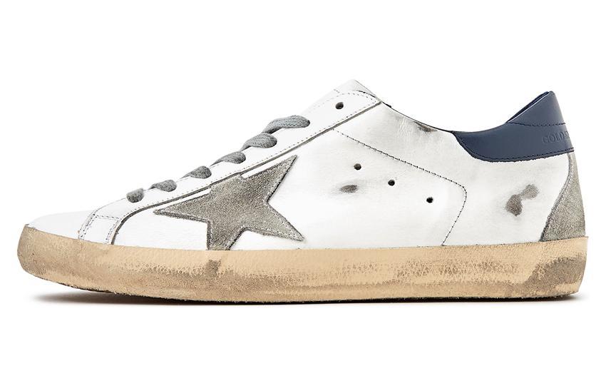Golden Goose Super-Star White Royal Blue Grey Suede Patch
