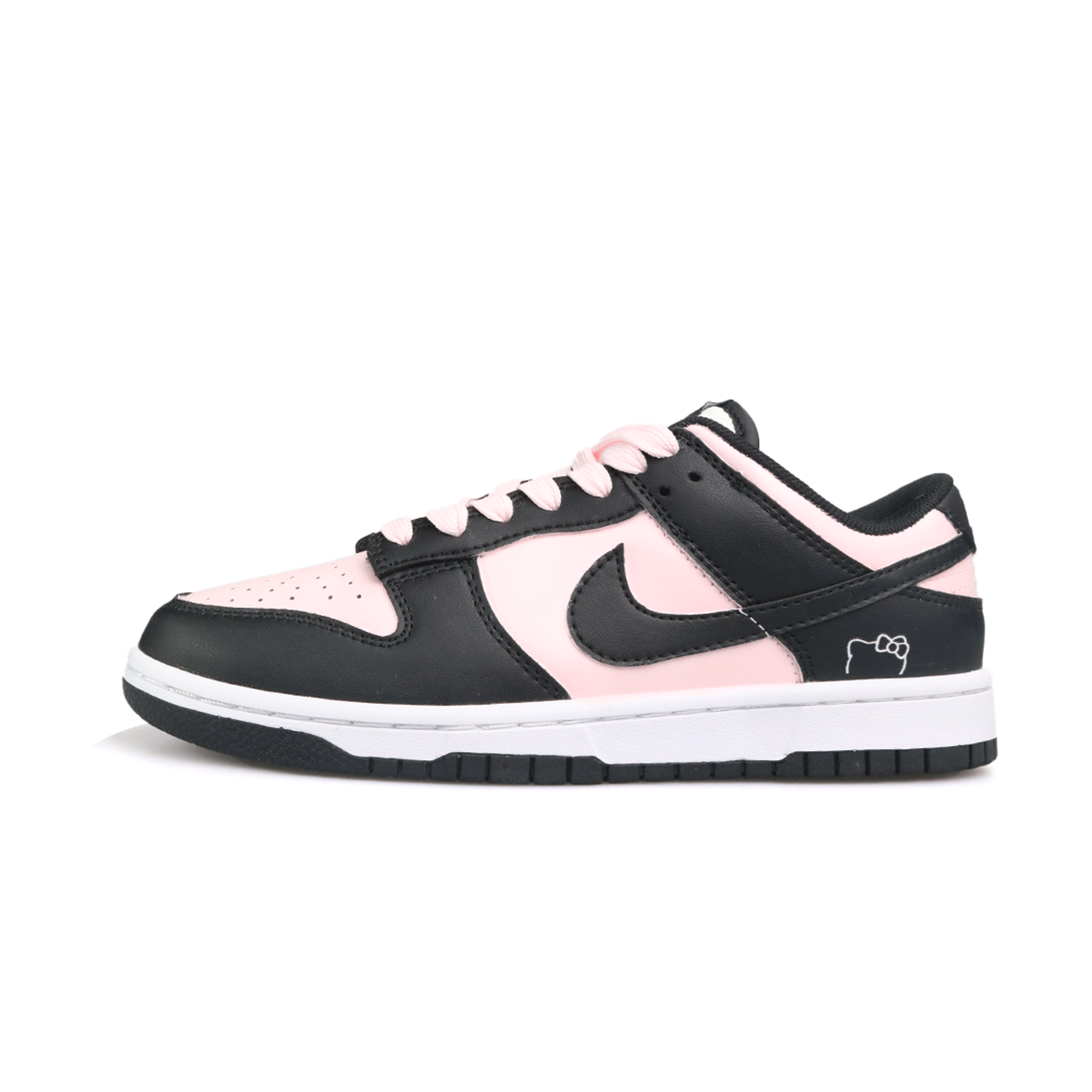 Nike Dunk Blackberry Kitty Shopping Bag Slip Resistant Abrasion Resistant Low top Skateboard Shoes Unisex Black Pink