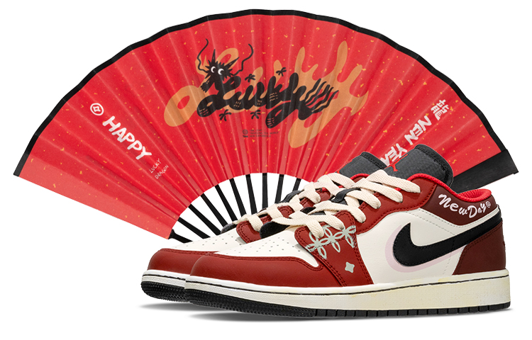 Jordan Air Jordan 1 Burgundy Elf Low-Top Vintage Basketball Shoes Men's Red