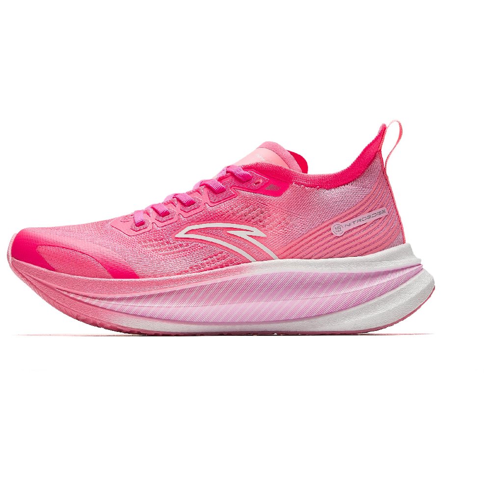 Anta Cushioned Wear Resistant Breathable Low Top Full Length Carbon Plate Running Shoes Women's Red Pink