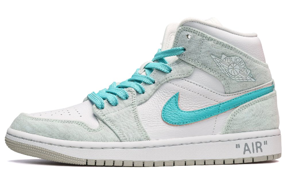 Jordan Air Jordan 1 Mid Vintage Basketball Shoes Women's Aurora White Green Blue