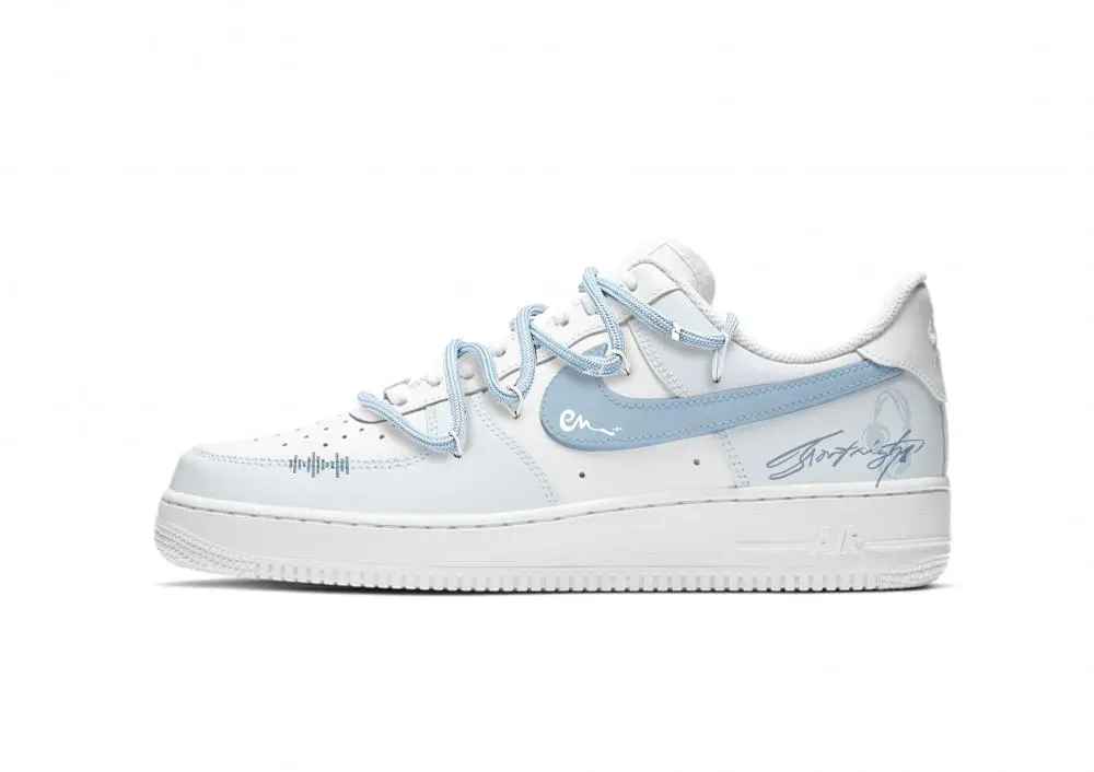Nike Air Force 1 Cushioning, Wear Resistant Low top Skateboard Shoes Unisex Sky Blue