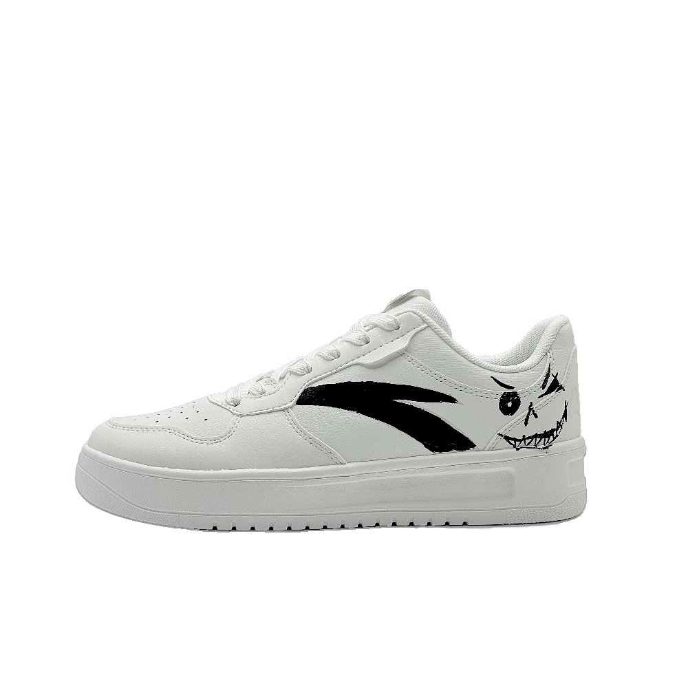 Anta Relaxed Slip Resistant Waterproof Cushioning Low Top Skateboard Shoes Unisex White Black