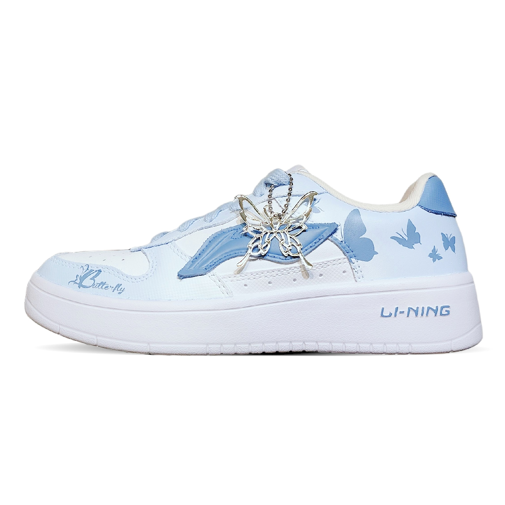 LiNing Pontoon Boats Lightweight And Breathable Low Top Skateboard Shoes Women's Blue