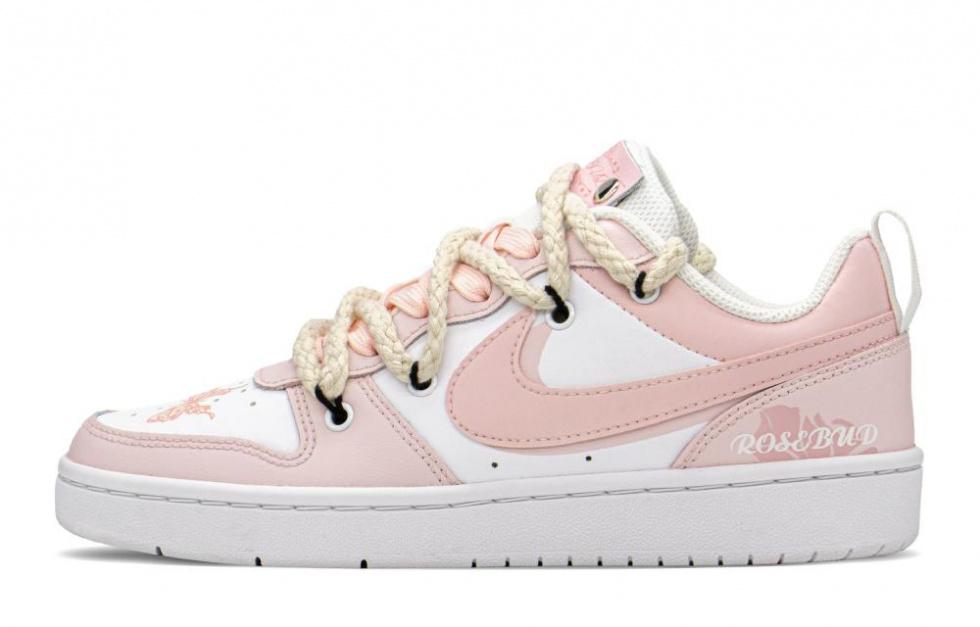 Nike Court Borough Series FZBB Anti Slip Wear Resistant Low Top Skateboard Shoes Pink White