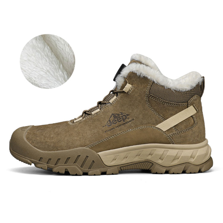 Jeep Warm Fleece-Lined Padded Shoes Short Snow Boots Men's Khaki