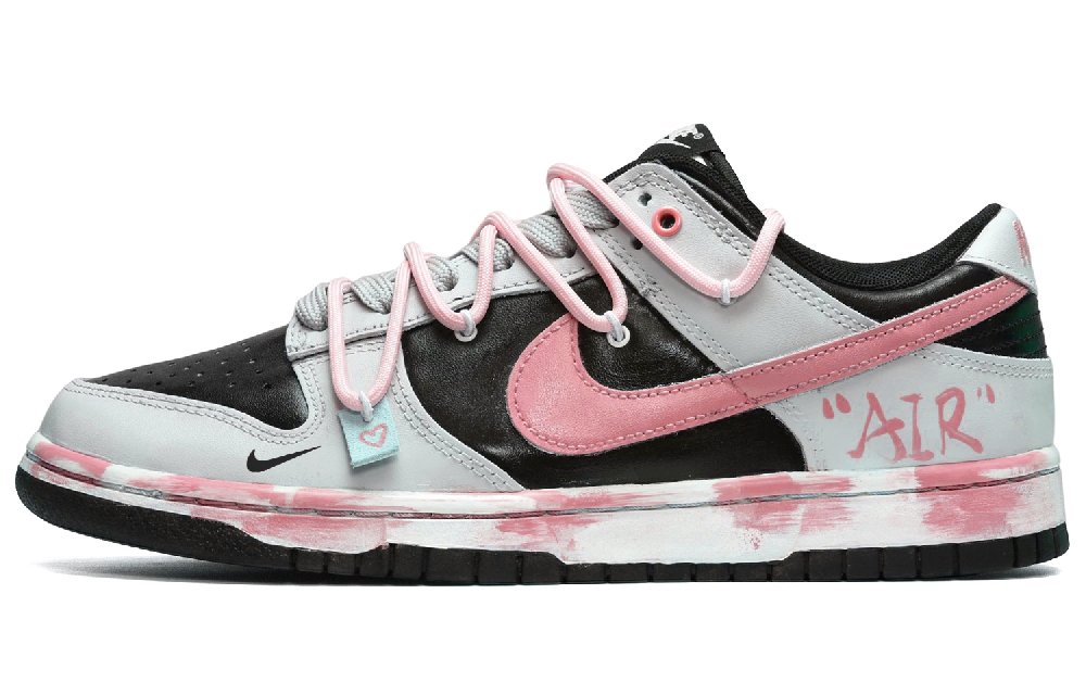 Nike Dunk Low CUS ID Vintage Academy Low-Top Skateboard Shoes Men's Black Pink
