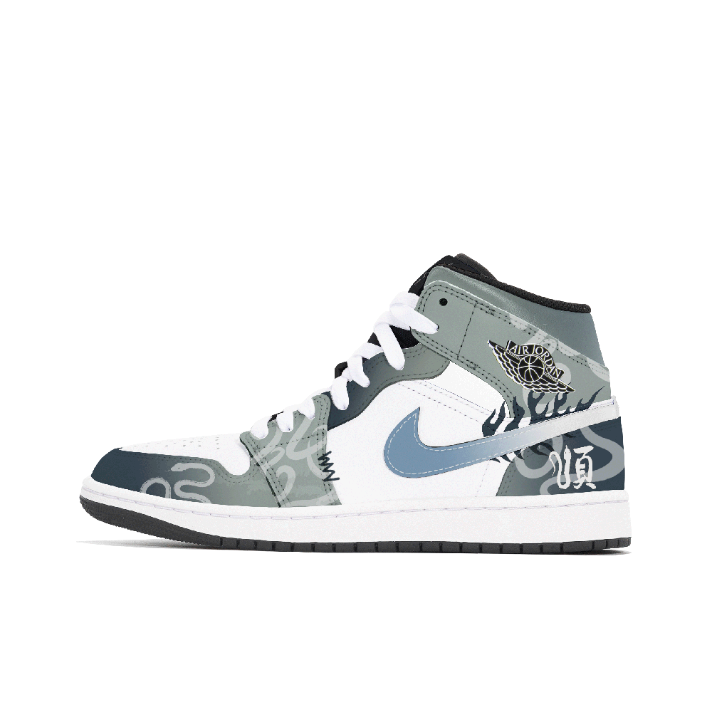 Jordan Air Jordan 1 Abrasion Resistant Mid Top Vintage Basketball Shoes Unisex Green