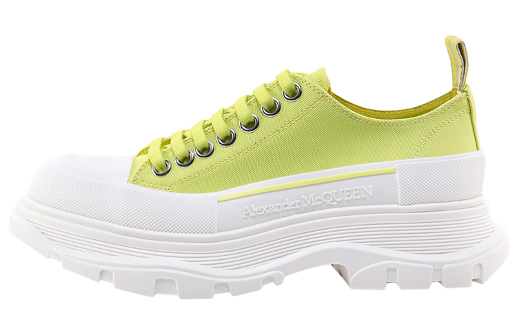 Alexander McQueen Tread Slick Low Lace Up Canvas Lime Green White Women's