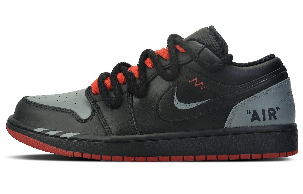 Jordan Air Jordan 1 Night Racing Slip-Resistant Low-Top Vintage Basketball Shoes Men's Black Gray