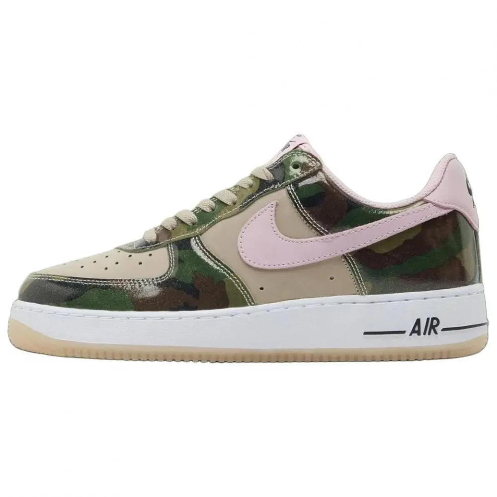 Nike Air Force 1 Abrasion Resistant Low top Skateboard Shoes Unisex Brown Green Pink