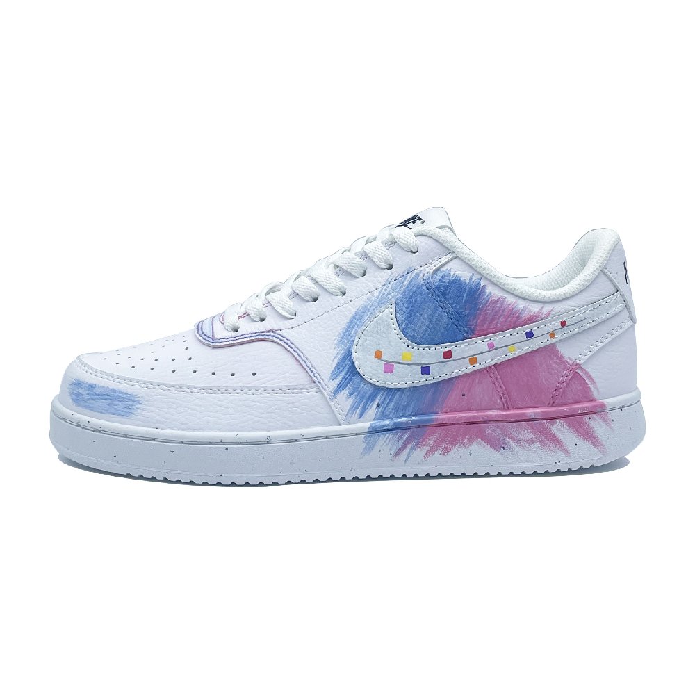 Nike Court Vision Firework Slip Resistant Cushioning Abrasion Resistant Low Top Skateboard Shoes Unisex White