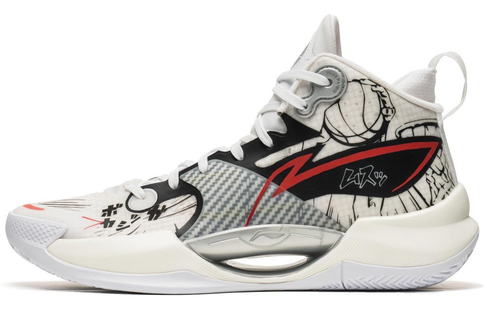 LiNing High Top Basketball Shoes Men's Black Red