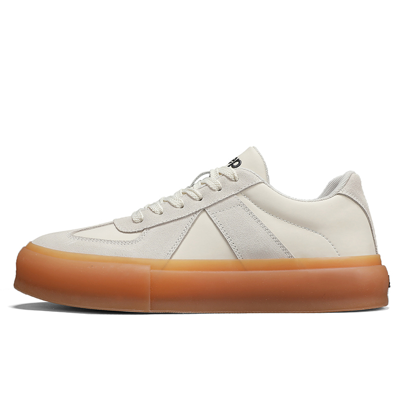 Jeep German Army Trainers Men Low Top Beige Gray