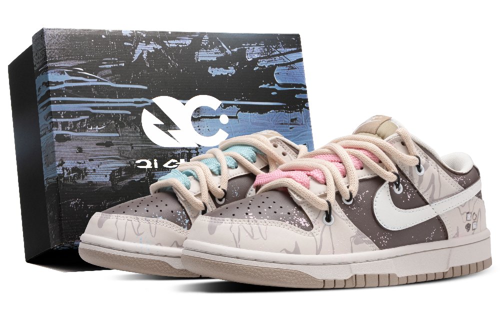 Nike Dunk Anti Slip Wear Resistant Low Top Skateboard Shoes Unisex Beige Brown Pink Blue