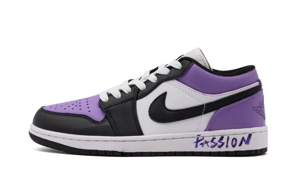 Jordan Air Jordan 1 Abrasion Resistant Low top Vintage Basketball Shoes Unisex Purple