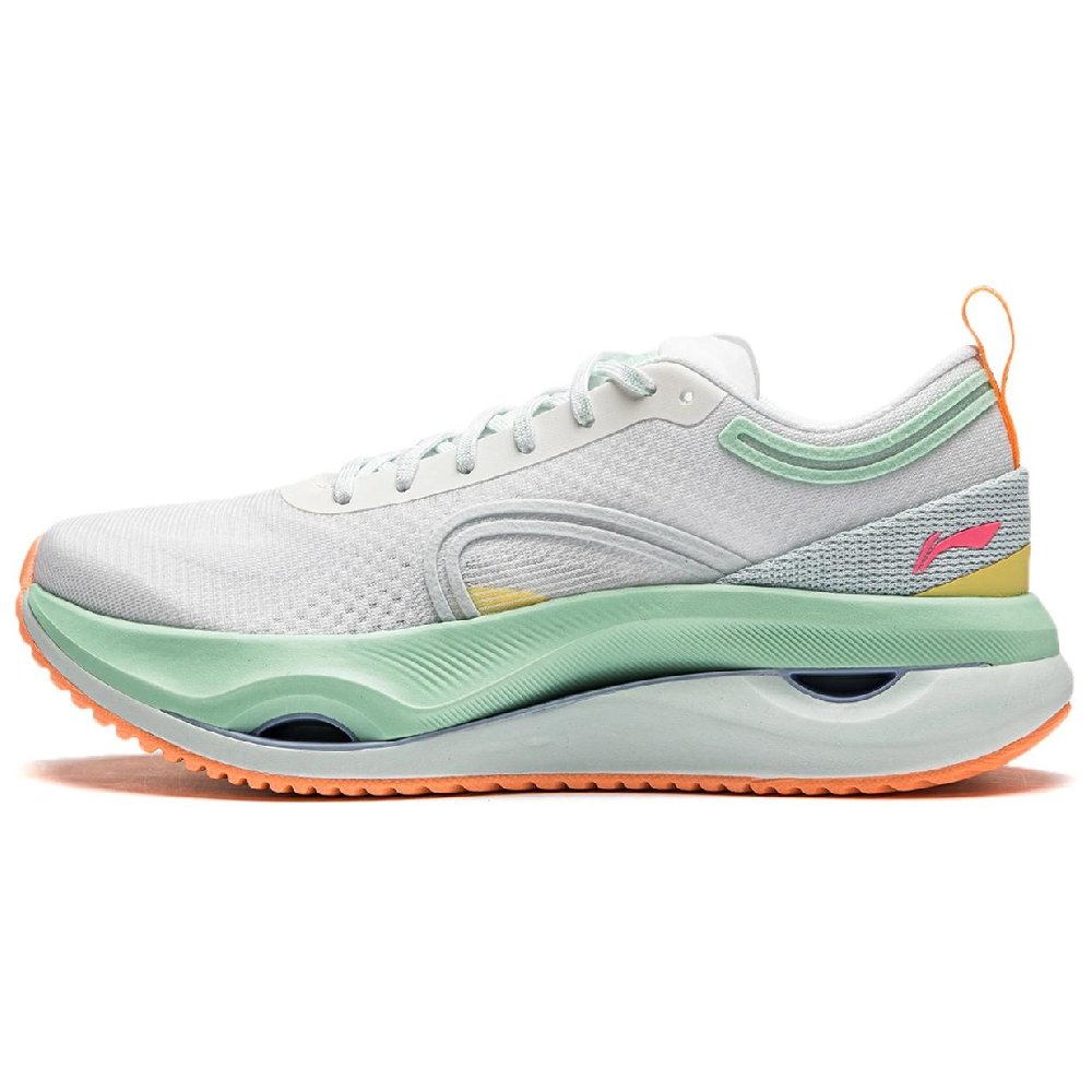 LiNing Cushioning Slip Resistant Abrasion Resistant Lightweight Rebound Low Top Running Shoes Women's White Blue