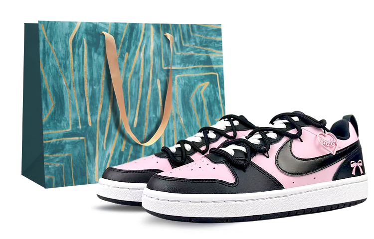 Nike Court Borough Non-slip Lightweight Low-Top Skateboard Shoes Women's Pink Black