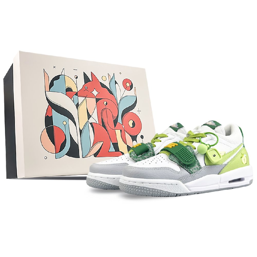 Jordan Legacy 312 Cushioning Anti-Slip And Wear-Resistant Low-Top Vintage Basketball Shoes GS White Green