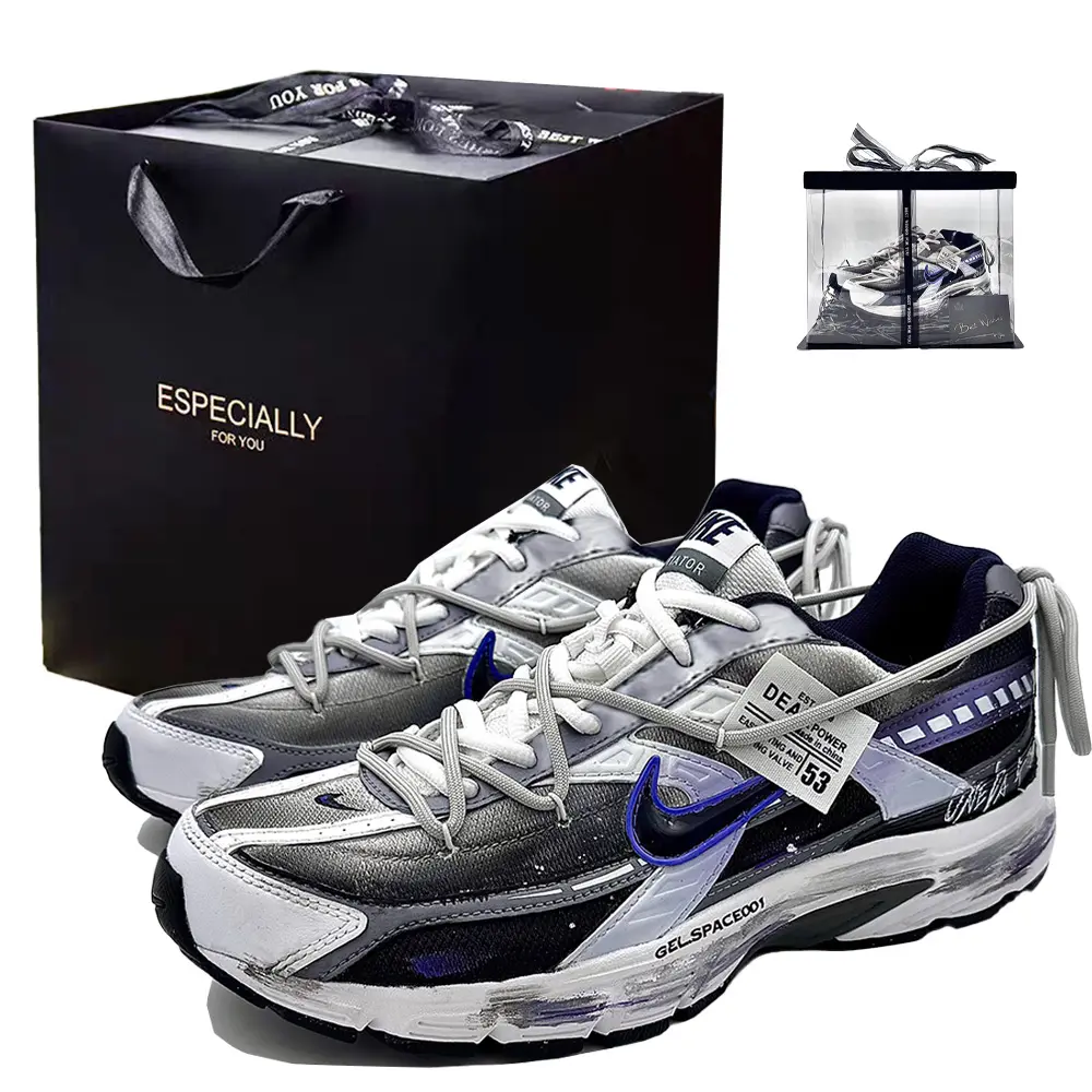 Nike Initiator Cushioning Low top Running Shoes Men's Black Purple White