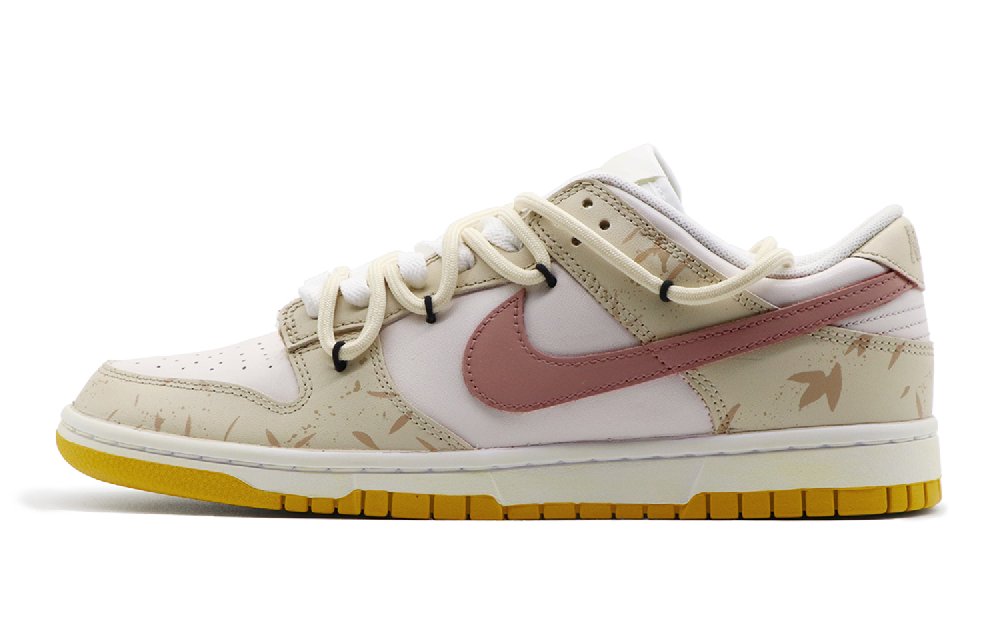Nike Dunk Low Top Skateboard Shoes Women's Yellow Red Brown