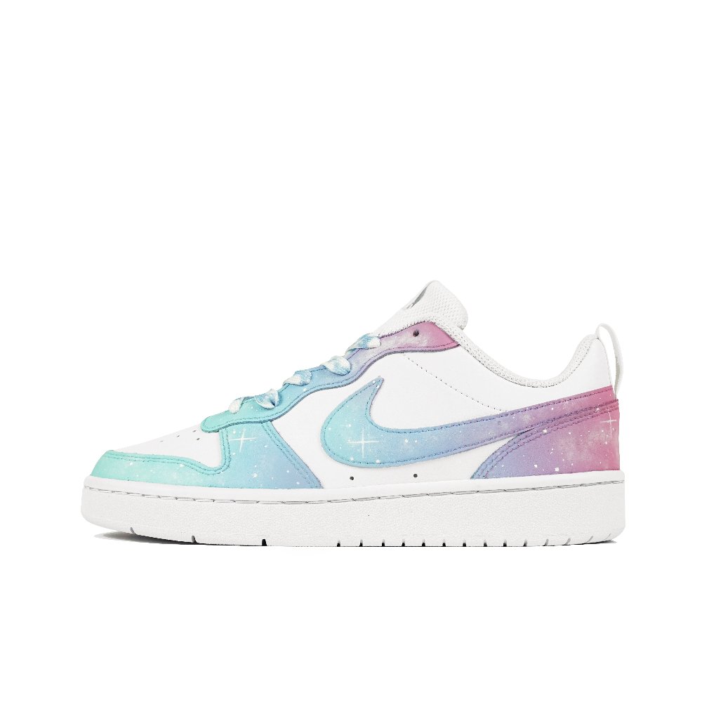Nike Court Borough Low 2 Jiu Zhi Slip Resistant Cushioning Abrasion Resistant Low Top Skateboard Shoes GS Blue Purple