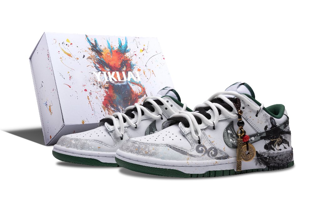 Nike Dunk Coverage Cushioning Abrasion Resistant Low Top Skateboard Shoes Unisex Ink Wash With Sprinkled Gold