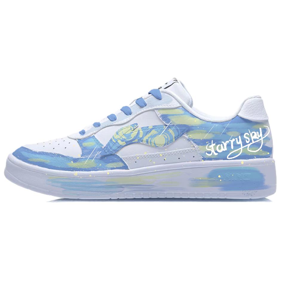 LiNing Pontoon Boats Slip Resistant, Lightweight, And Breathable Low Top Skateboard Shoes Unisex White Blue