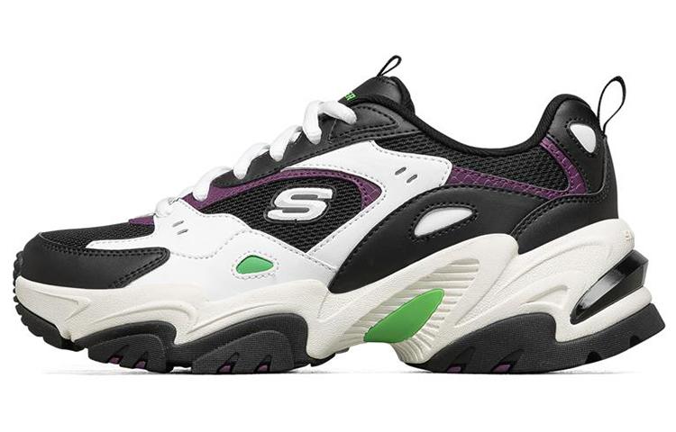 Skechers Stamina V2 Mecha Shoes 2 Low Top Chunky Sneakers Women's Black White Green