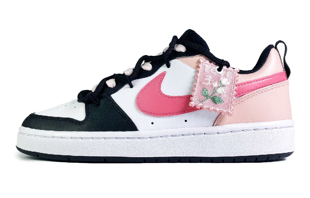 Nike Court Borough Falling In Love Anti-Slip Wear-Resistant Low-Top Skateboard Shoes Women's Black Pink White