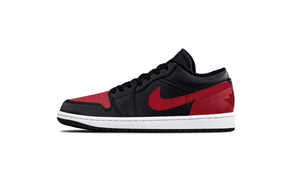 Jordan Air Jordan 1 Black Red Lightning Abrasion Resistant Low top Vintage Basketball Shoes Unisex Red