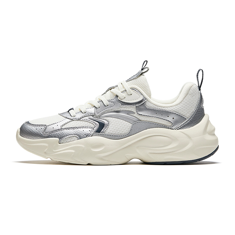 Anta Walker Anti Slip Wear Resistant Low Top Casual Shoes Women's White Silver