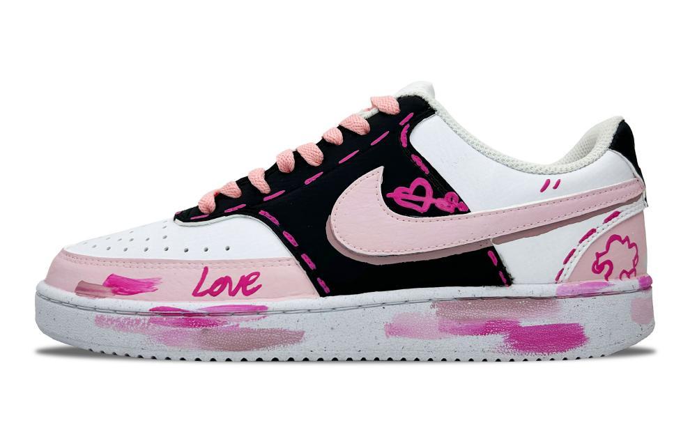 Nike Court Vision 1 Slip Resistant Cushioning Abrasion Resistant Low Top Skateboard Shoes Women's Black Pink