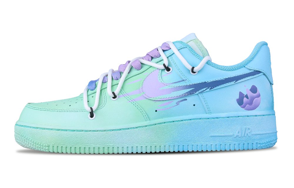 Nike Air Force 1 Low-Top Skateboard Shoes Women's Blue Green