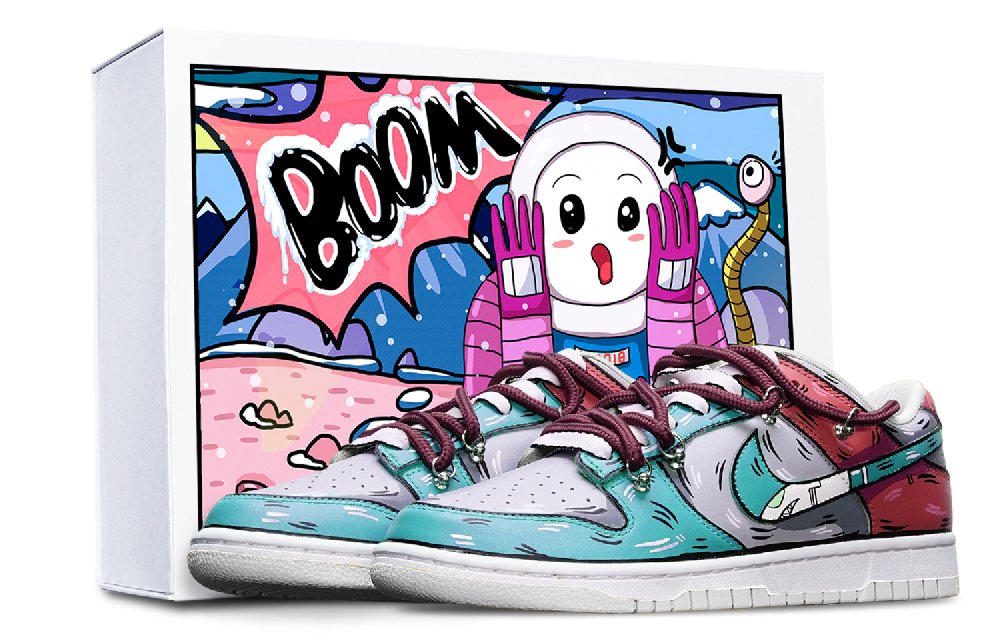 Nike Dunk Skateboard Shoes Women's Low-Top Blue Gray/Red White