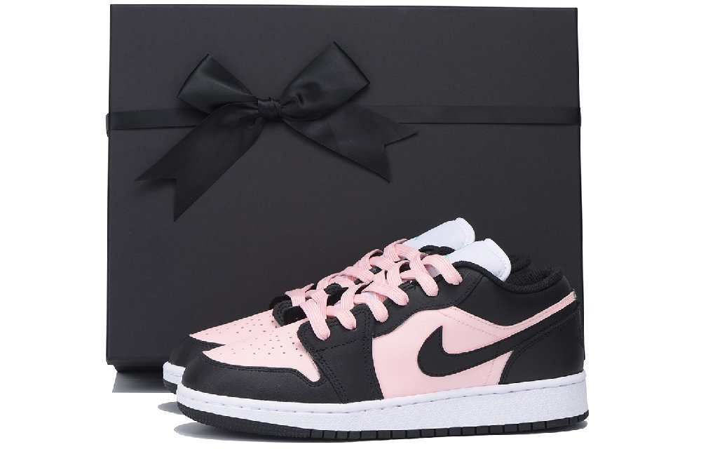 Jordan Air Jordan 1 Dopamine Dressing Cushioning Wear-Resistant Low-Top Vintage Basketball Shoes Women's Black Pink