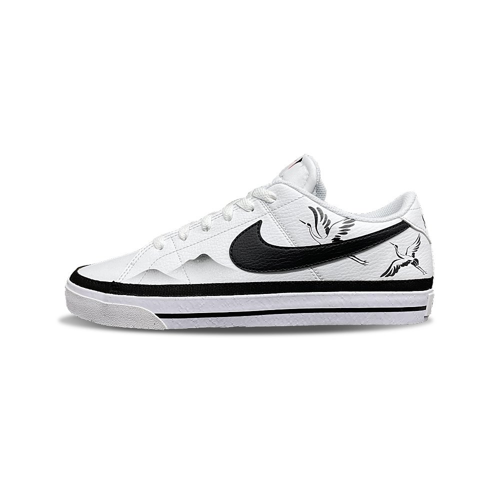 Nike Court Legacy Anti Slip Wear Resistant Low Top Skateboard Shoes Men's White Black