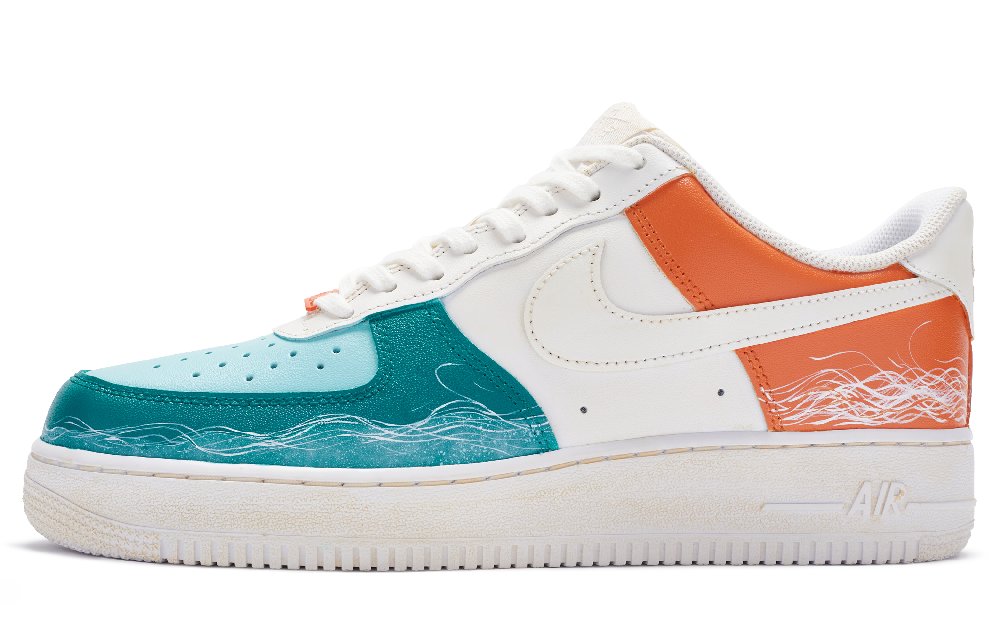 Nike Air Force 1 Low Top Skateboard Shoes Men's Blue White Orange