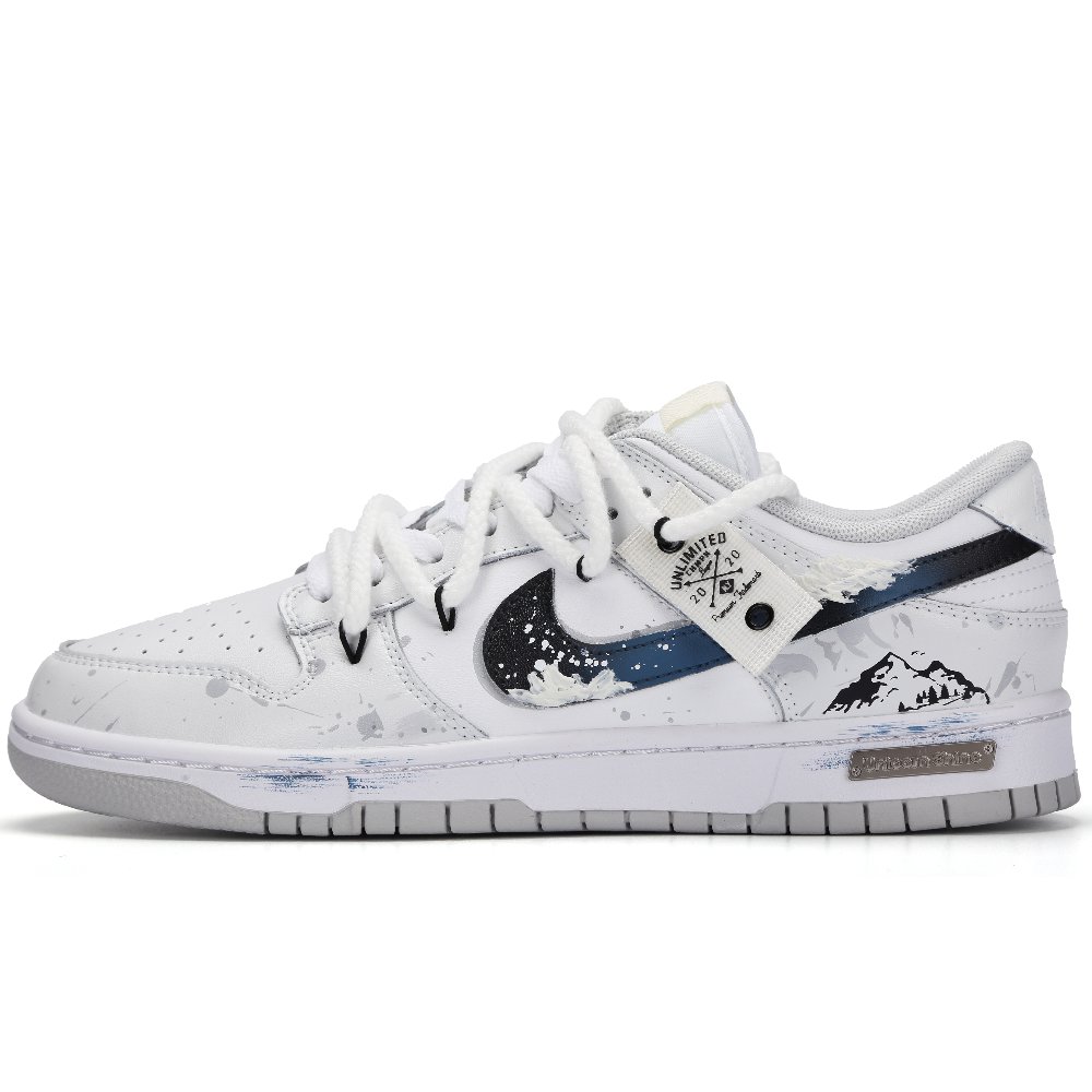 Nike Dunk Silver White Journey Abrasion Resistant Low Top Skateboard Shoes Unisex Gray White