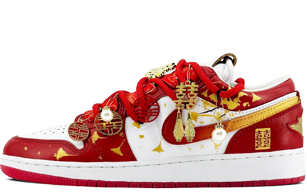 Jordan Air Jordan 1 Low-Top Vintage Basketball Shoes GS White Red