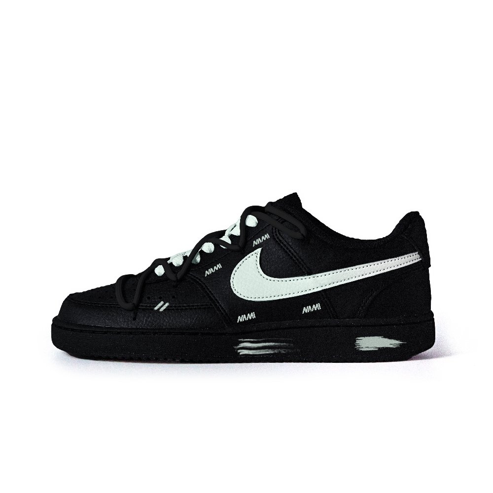 Nike Court Vision Anti Slip Wear Resistant Low Top Skateboard Shoes Unisex Black Green