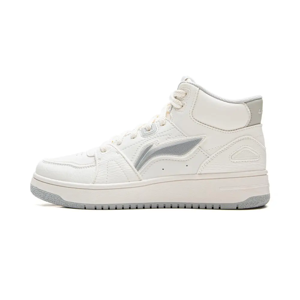 LiNing Tianji HI Slip Resistant Abrasion Resistant Mid top Skateboard Shoes Women's White Gray