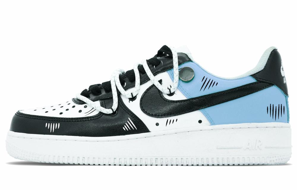 Nike Air Force 1 7 Anti-Slip And Wear-Resistant Lightweight Low-Top Skateboard Shoes Men's White Black Blue