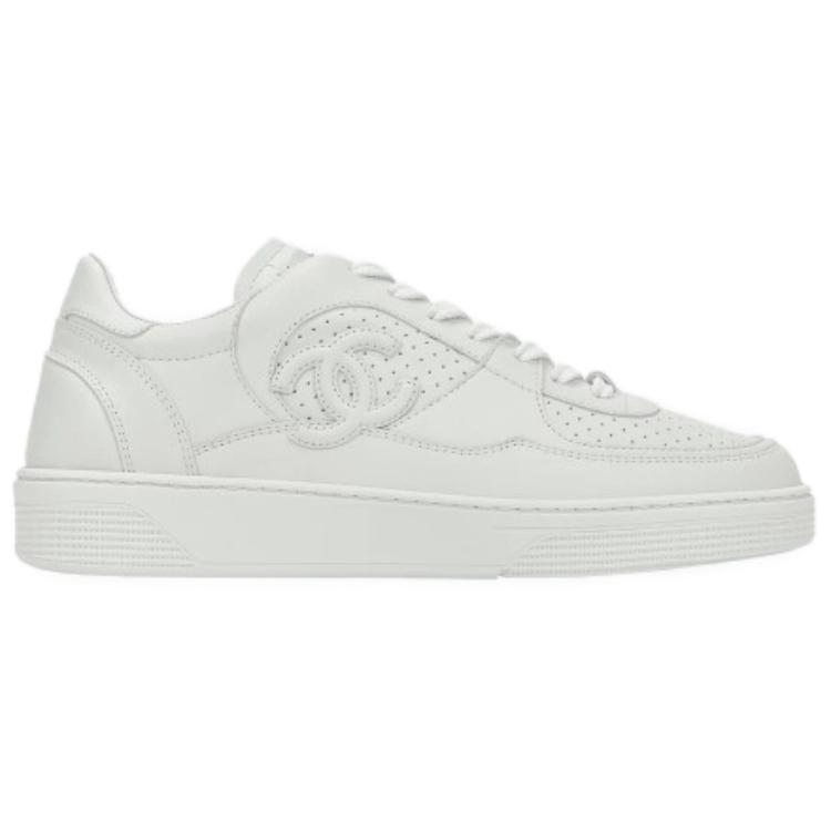 CHANEL Low Top Skateboard Shoes Men's White