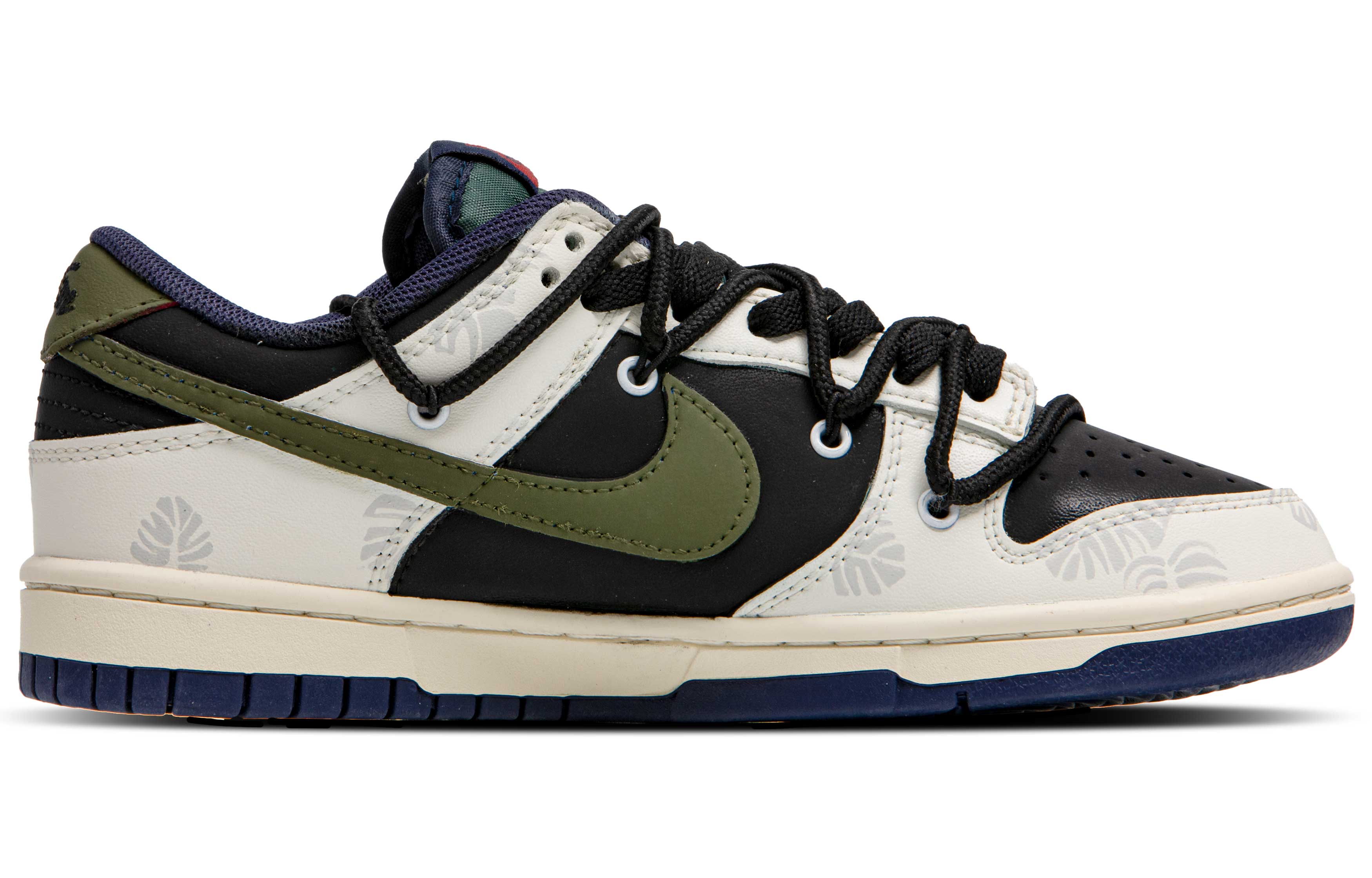 Nike Dunk Low Dragon Slip Resistant Abrasion Resistant Low top Skateboard Shoes Men's Black White Green