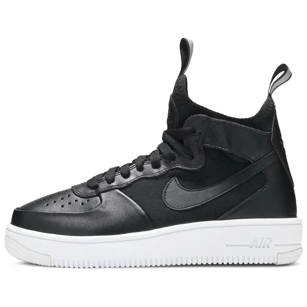 Nike Air Force 1 Slip Resistant Abrasion Resistant Mid top Skateboard Shoes Unisex Black White