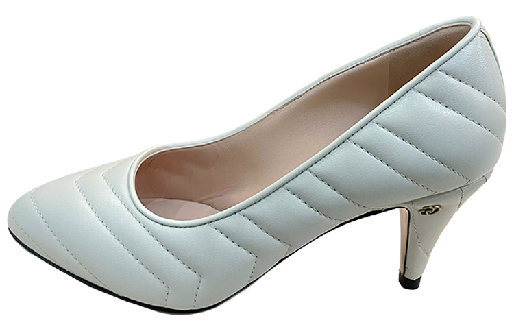GUCCI Cone Heel High Heels 7.5cm Women's White